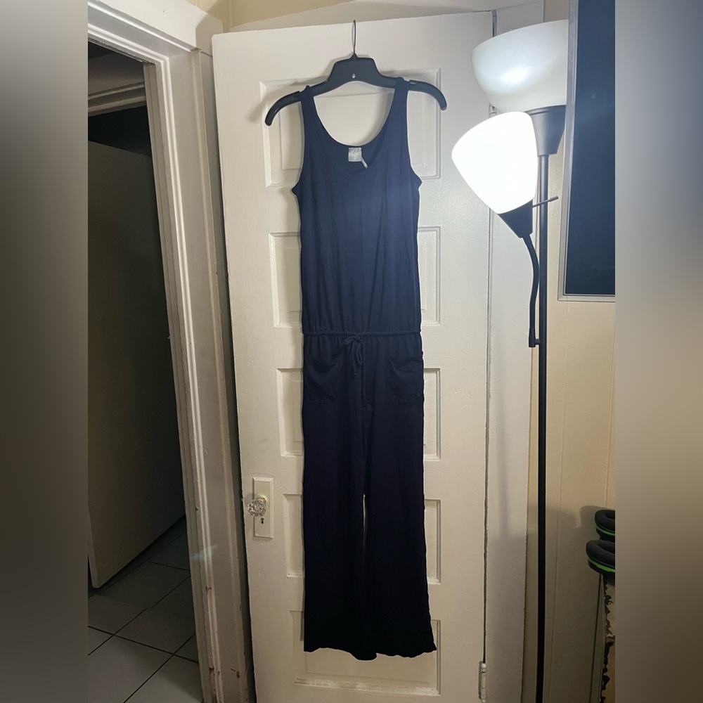 Bobi XS Navy Wide Leg Tank Knit Jumpsuit EUC